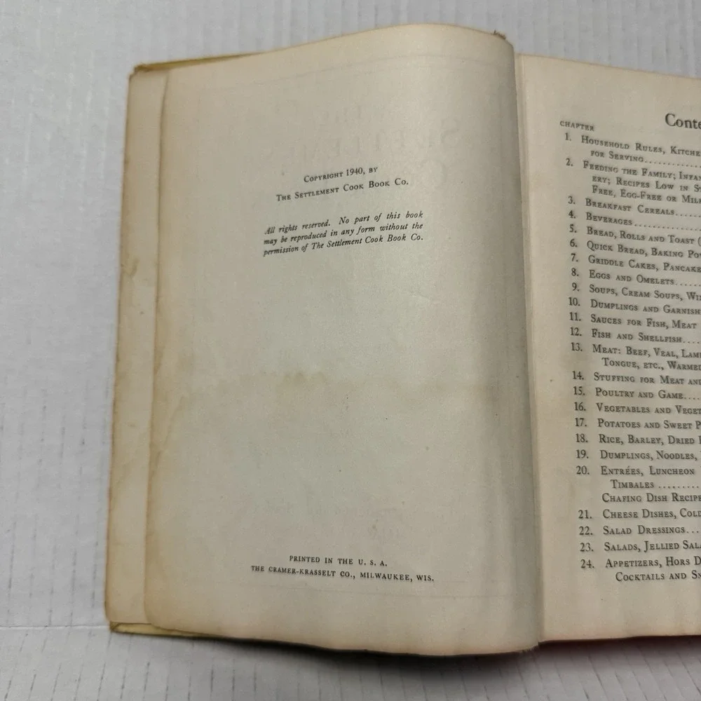 The Settlement Cookbook 1940‎ Mrs. Simon Kander 23rd Edition Vintage Recipes